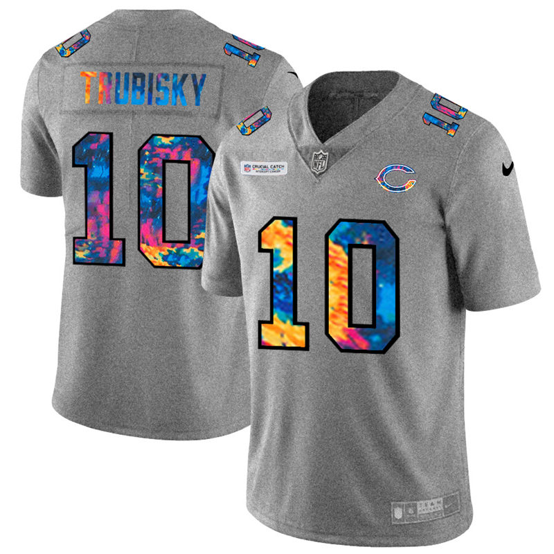NFL Chicago Bears #10 Mitchell Trubisky Men Nike MultiColor 2020  Crucial Catch  Jersey Grey->chicago bears->NFL Jersey